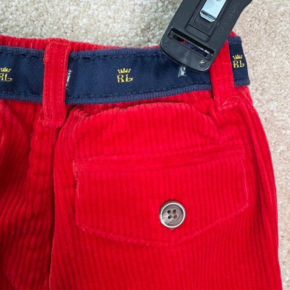 RALPH LAUREN Corduroy Pants Baby Boy 12M Red Belted 12 Months Preppy - Picture 5 of 8